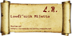 Lovászik Miletta névjegykártya